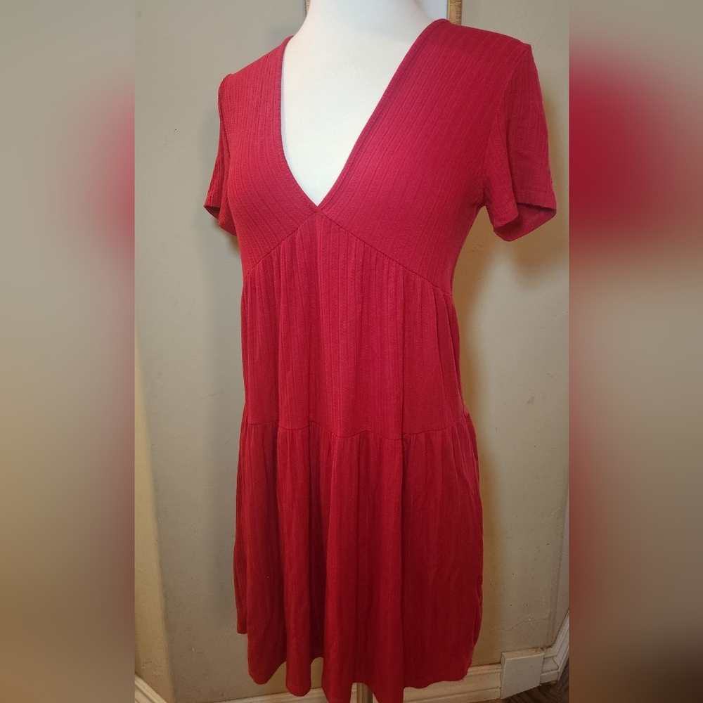 21 Saints Red Knit Dress Size‎ XS V-neck